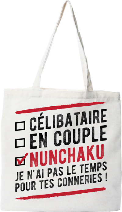 Tote bag coton recyclé célibataire en couple nunchaku