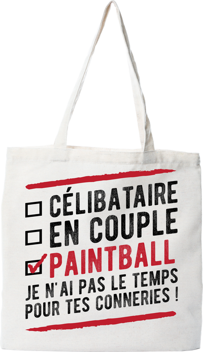 Tote bag coton recyclé célibataire en couple paintball