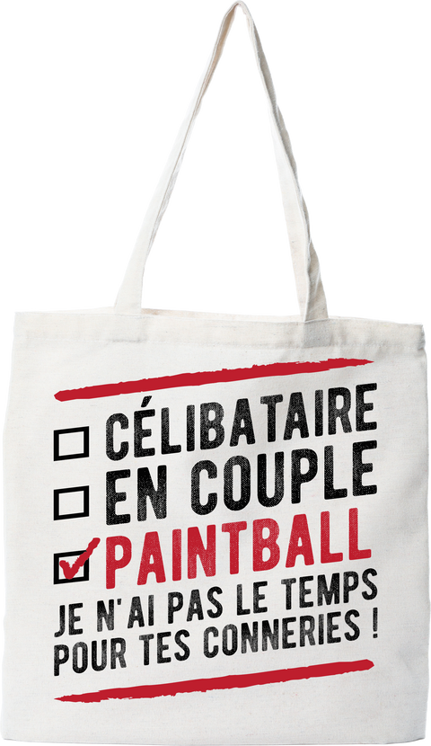 Tote bag coton recyclé célibataire en couple paintball