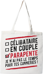 Tote bag coton recyclé célibataire en couple parapente