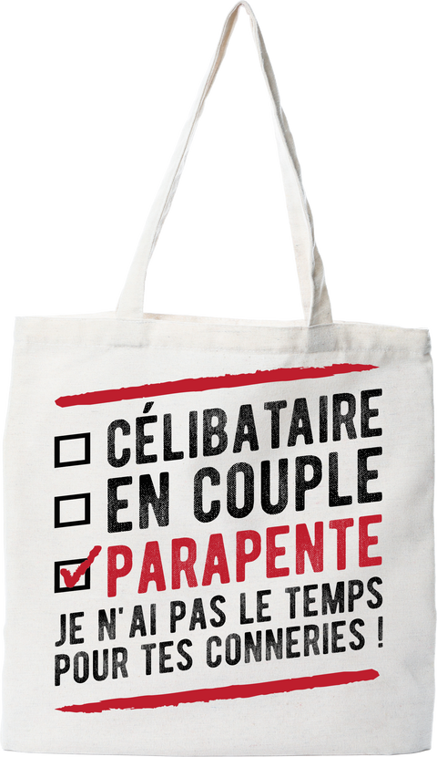 Tote bag coton recyclé célibataire en couple parapente