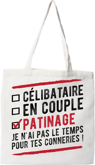 Tote bag coton recyclé célibataire en couple patinage