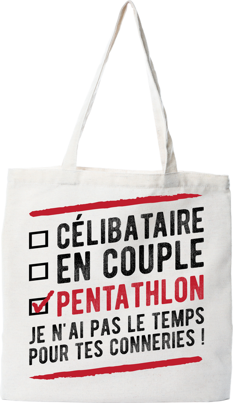 Tote bag coton recyclé célibataire en couple pentathlon