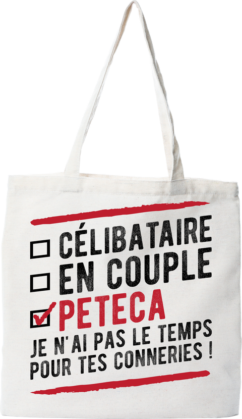 Tote bag coton recyclé célibataire en couple peteca