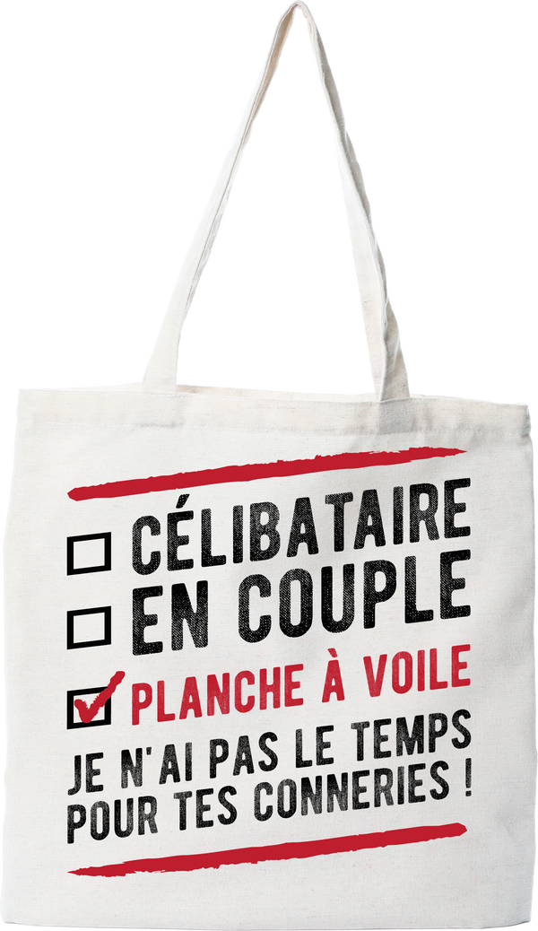 Tote bag coton recyclé célibataire en couple planche à voile