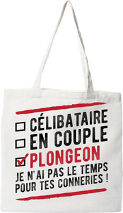 Tote bag coton recyclé célibataire en couple plongeon