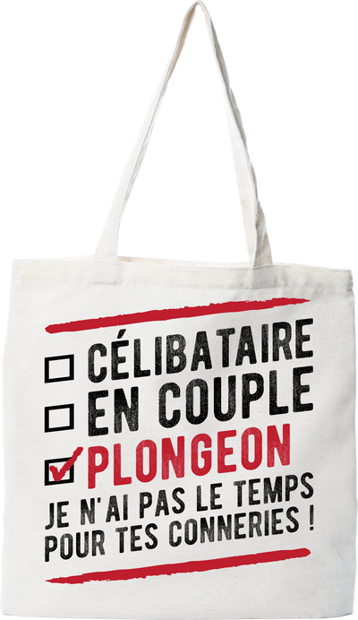 Tote bag coton recyclé célibataire en couple plongeon