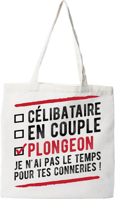 Tote bag coton recyclé célibataire en couple plongeon