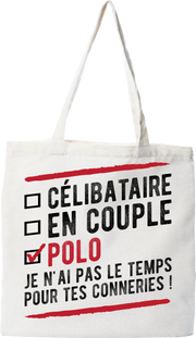 Tote bag coton recyclé célibataire en couple polo