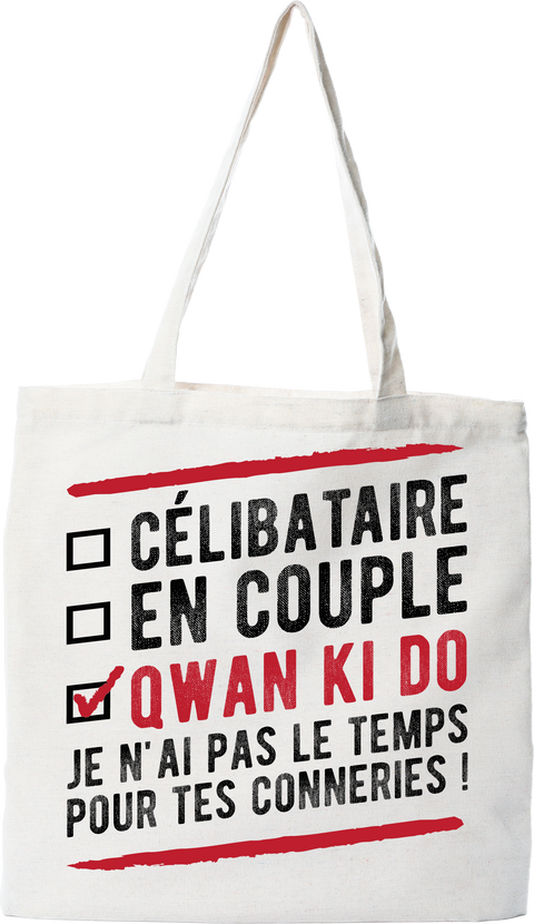 Tote bag coton recyclé célibataire en couple qwan ki do