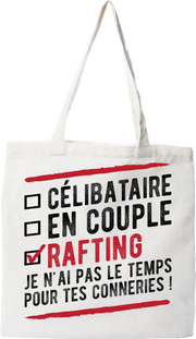Tote bag coton recyclé célibataire en couple rafting
