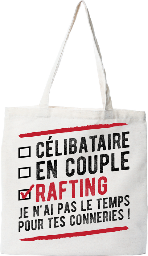 Tote bag coton recyclé célibataire en couple rafting