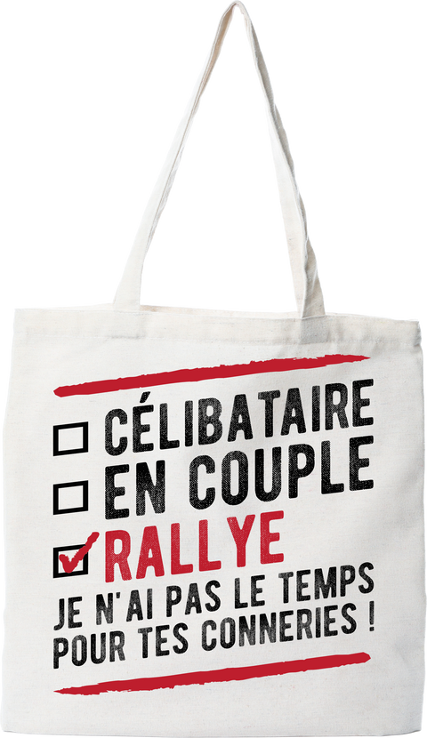 Tote bag coton recyclé célibataire en couple rallye
