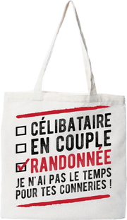 Tote bag coton recyclé célibataire en couple randonnée
