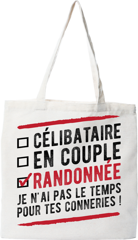 Tote bag coton recyclé célibataire en couple randonnée