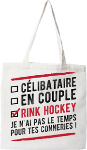 Tote bag coton recyclé célibataire en couple rink hockey