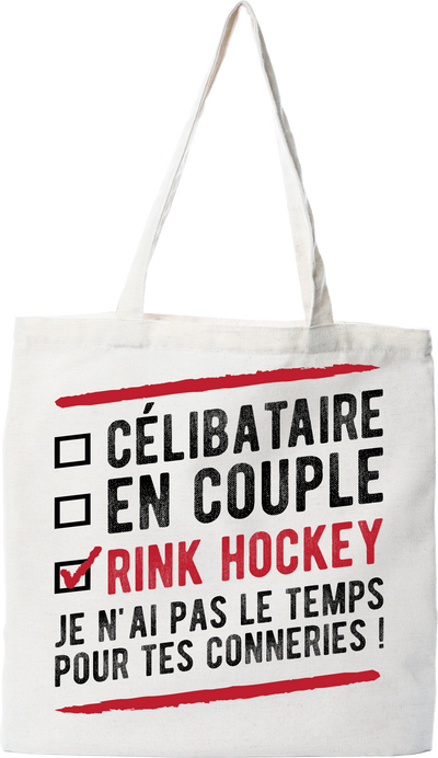 Tote bag coton recyclé célibataire en couple rink hockey