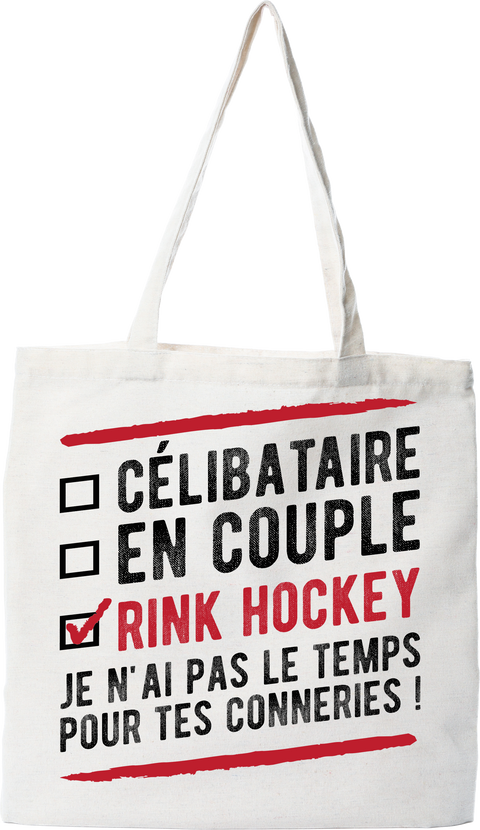 Tote bag coton recyclé célibataire en couple rink hockey