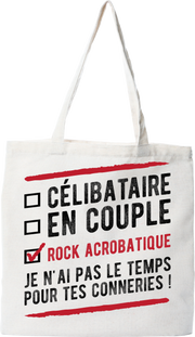 Tote bag coton recyclé célibataire en couple rock acrobatique