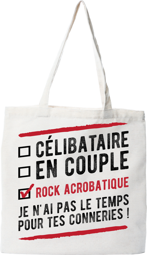Tote bag coton recyclé célibataire en couple rock acrobatique