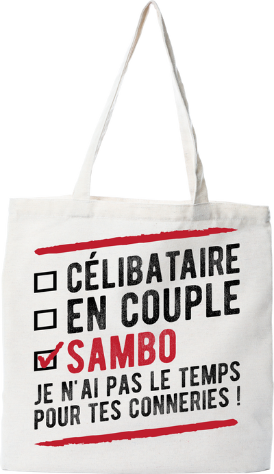 Tote bag coton recyclé célibataire en couple sambo