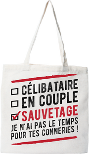 Tote bag coton recyclé célibataire en couple sauvetage