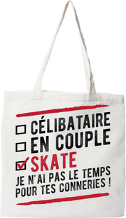 Tote bag coton recyclé célibataire en couple skate