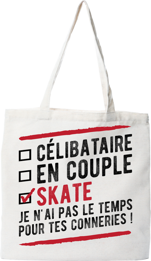 Tote bag coton recyclé célibataire en couple skate