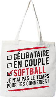Tote bag coton recyclé célibataire en couple softball