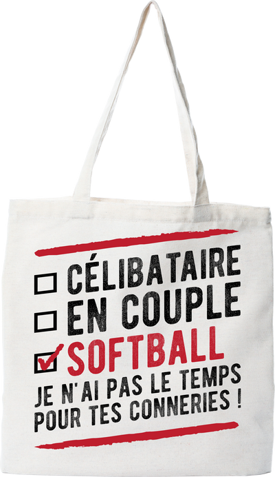 Tote bag coton recyclé célibataire en couple softball