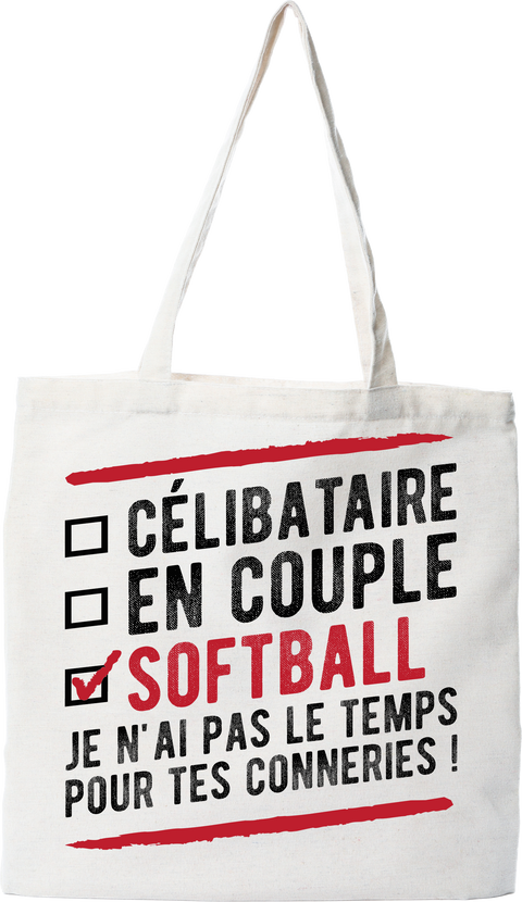 Tote bag coton recyclé célibataire en couple softball