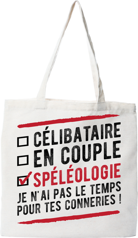 Tote bag coton recyclé célibataire en couple spéléologie