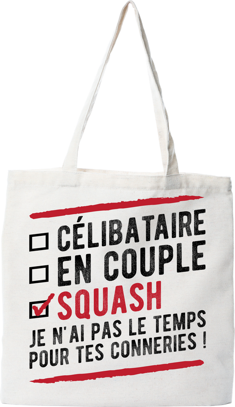 Tote bag coton recyclé célibataire en couple squash