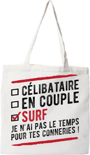 Tote bag coton recyclé célibataire en couple surf