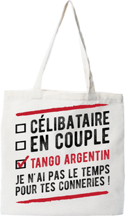 Tote bag coton recyclé célibataire en couple tango argentin