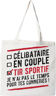 Tote bag coton recyclé célibataire en couple tir sportif