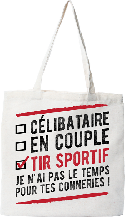 Tote bag coton recyclé célibataire en couple tir sportif