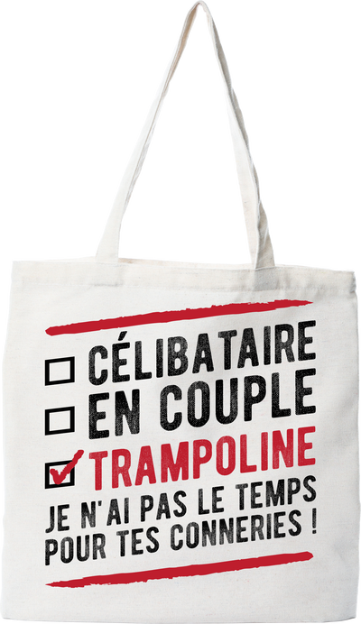 Tote bag coton recyclé célibataire en couple trampoline