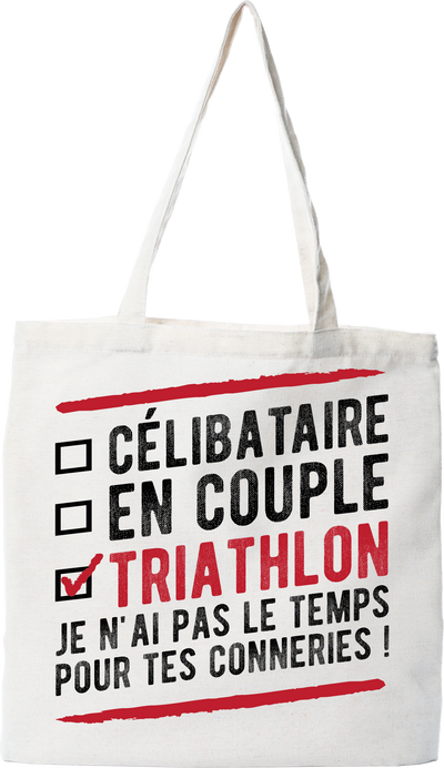 Tote bag coton recyclé célibataire en couple triathlon