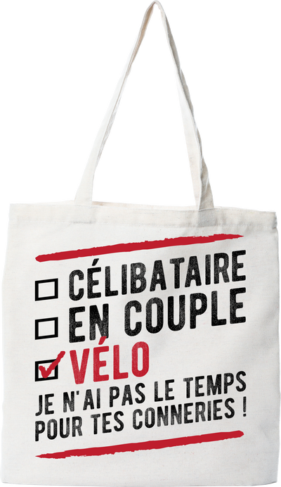 Tote bag coton recyclé célibataire en couple vélo