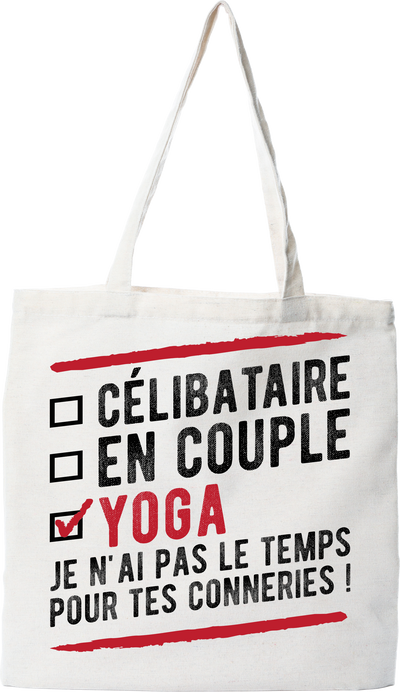 Tote bag coton recyclé célibataire en couple yoga