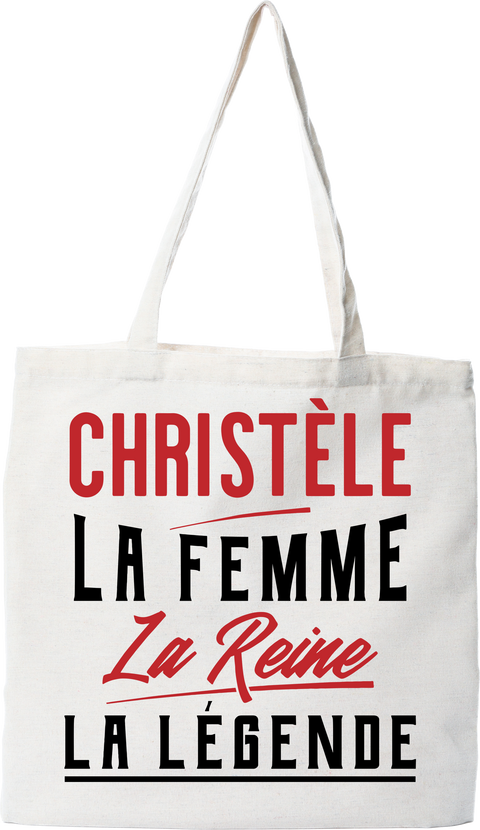 Tote bag coton recyclé christèle la femme la reine la légende