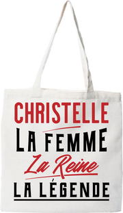 Tote bag coton recyclé christelle la femme la reine la légende