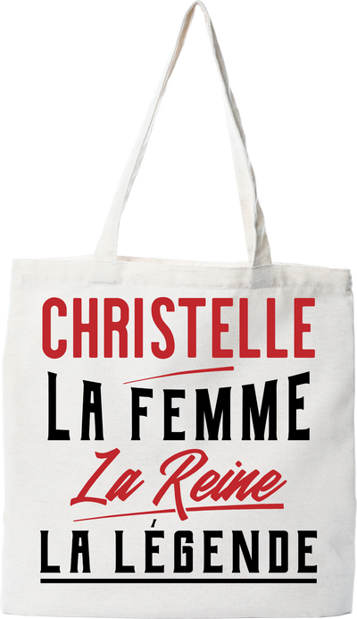 Tote bag coton recyclé christelle la femme la reine la légende