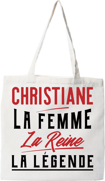 Tote bag coton recyclé christiane la femme la reine la légende