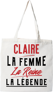 Tote bag coton recyclé claire la femme la reine la légende