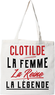 Tote bag coton recyclé clotilde la femme la reine la légende