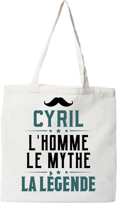 Tote bag coton recyclé cyril l'homme le mythe la légende