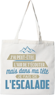 Tote bag coton recyclé dans ma tête escalade