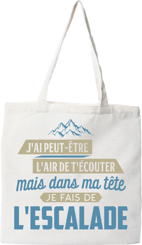 Tote bag coton recyclé dans ma tête escalade